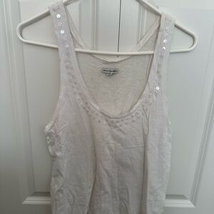 American Eagle Outfitters White Sequin Embellished Tank Top